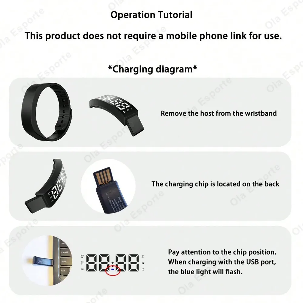 Bracelet connecté LED numérique étanche