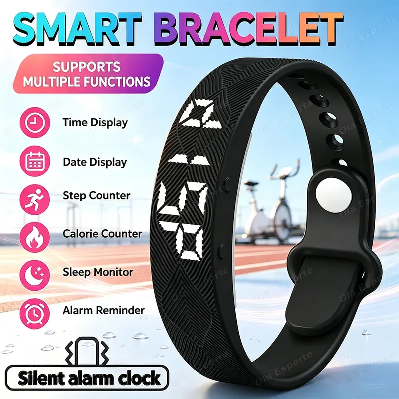 Bracelet connecté LED podomètre rappel alarme