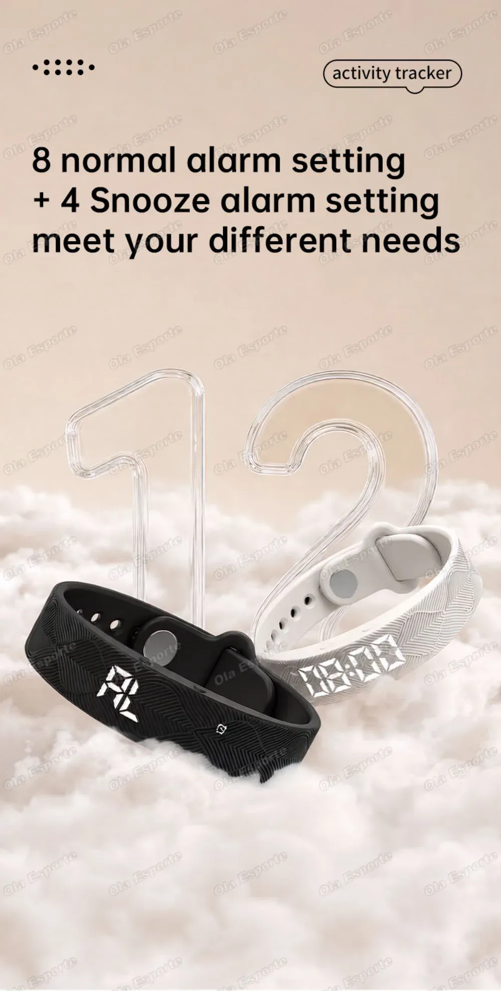 Bracelet connecté LED podomètre rappel alarme