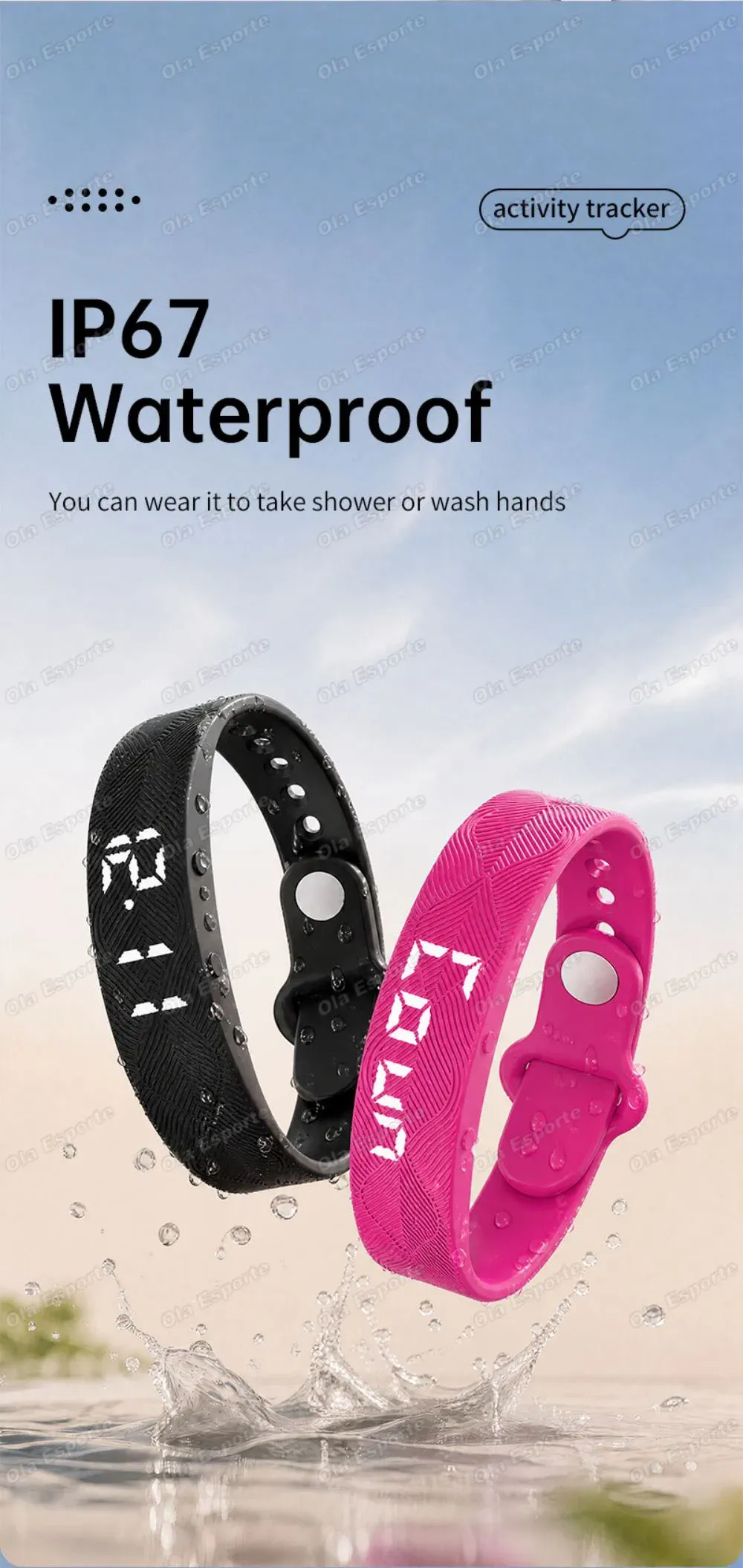 Bracelet connecté LED podomètre rappel alarme