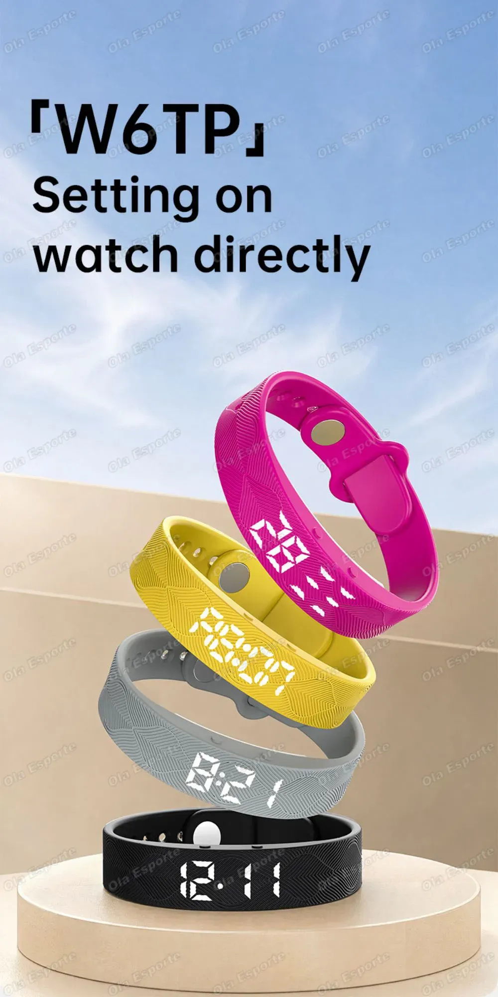 Bracelet connecté LED podomètre rappel alarme
