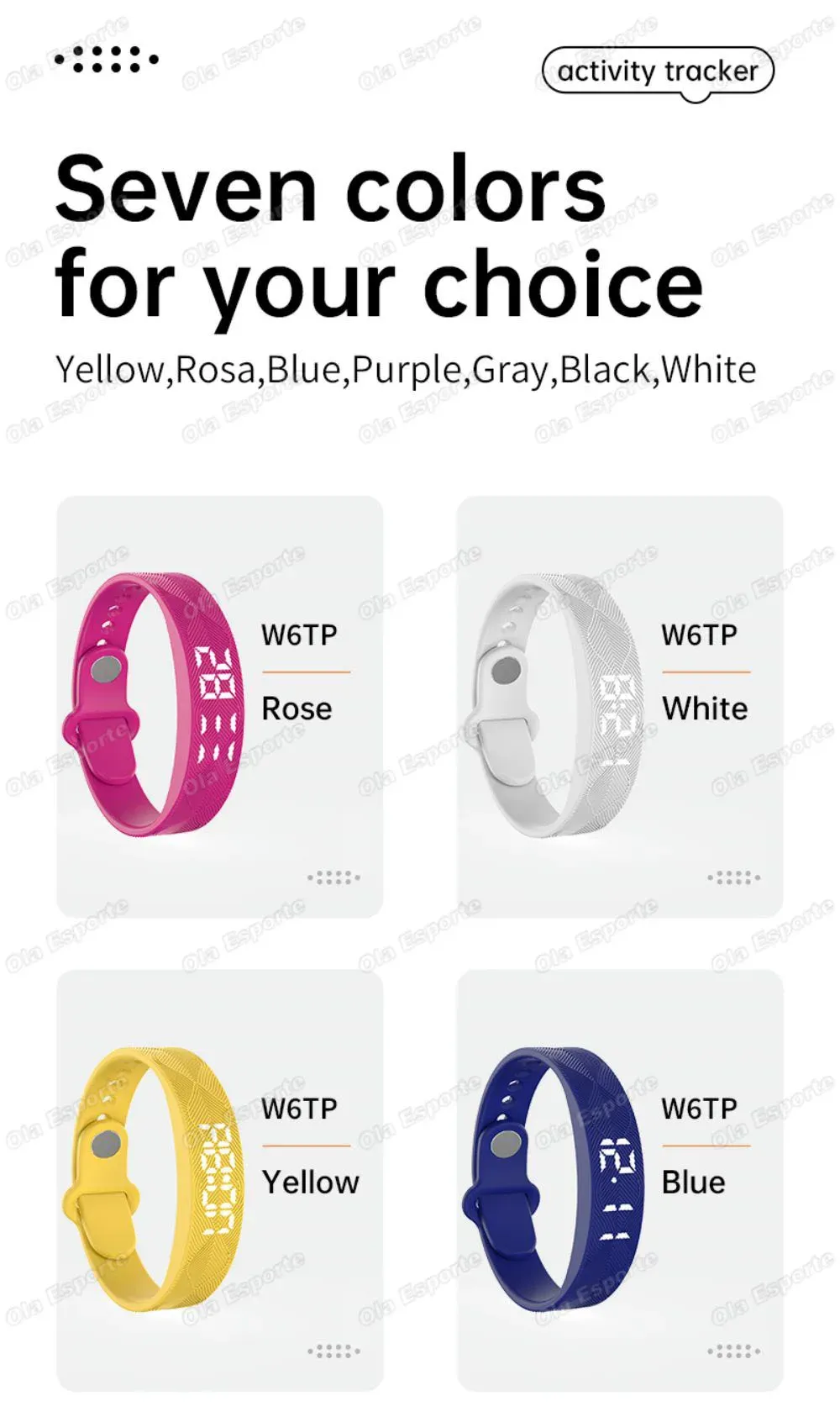 Bracelet connecté LED podomètre rappel alarme
