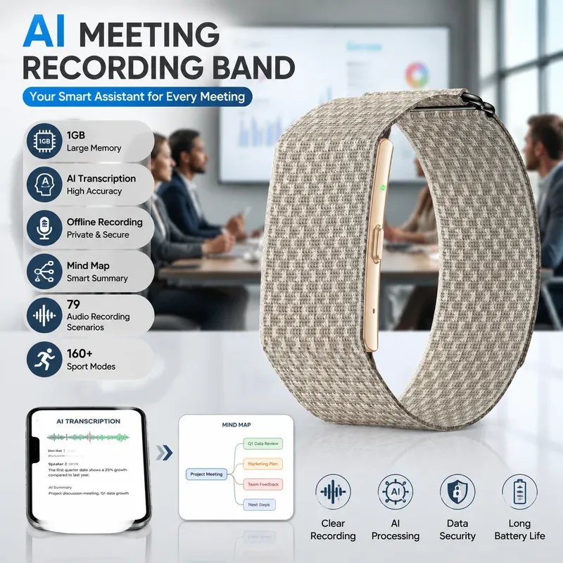 Bracelet connecté LIGE 79 langues IA sport