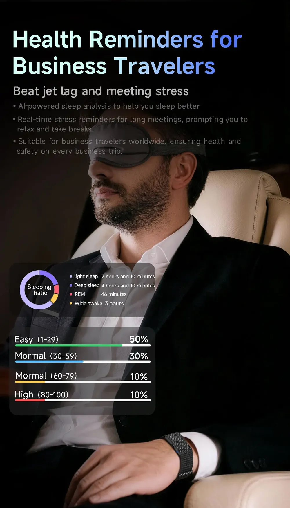 Bracelet connecté LIGE 79 langues IA sport