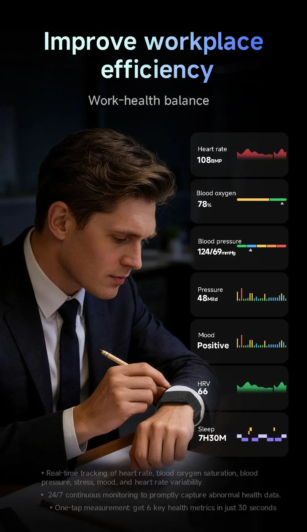 Bracelet connecté LIGE 79 langues IA sport