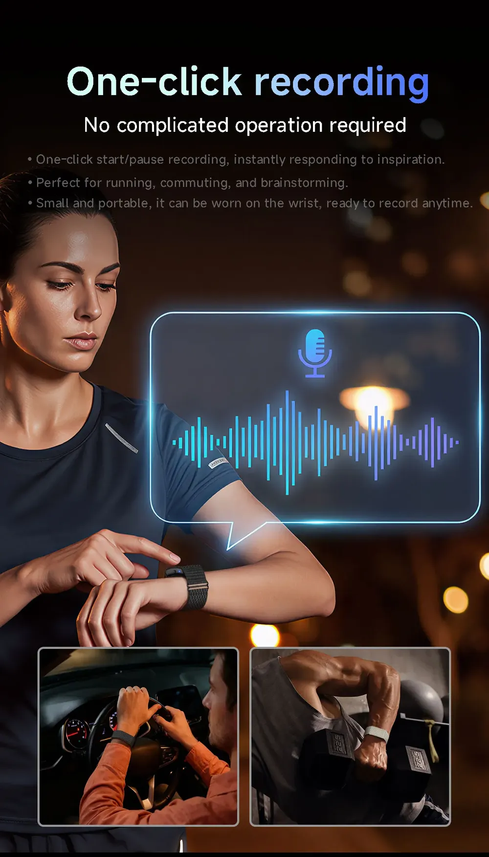 Bracelet connecté LIGE 79 langues IA sport