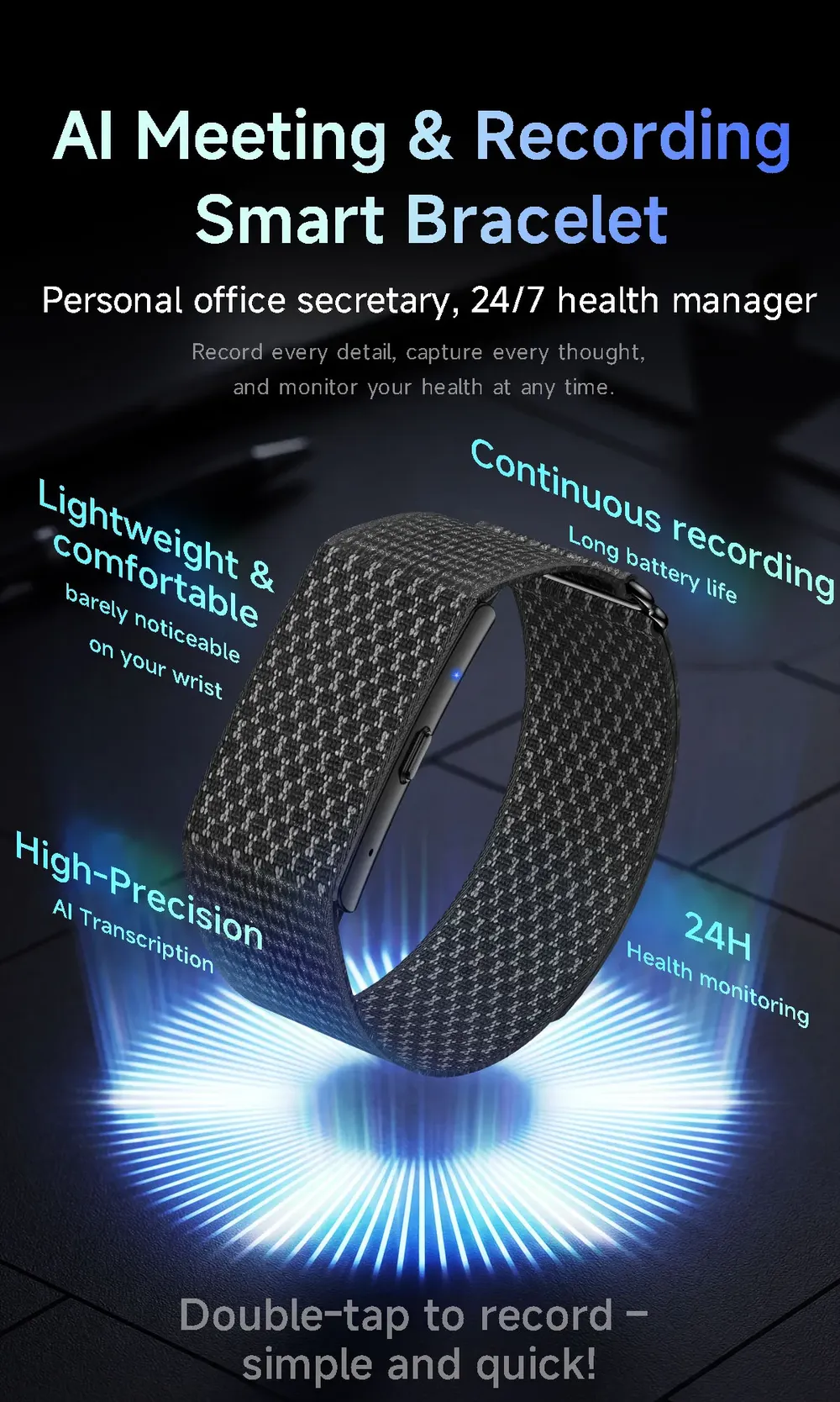 Bracelet connecté LIGE 79 langues IA sport