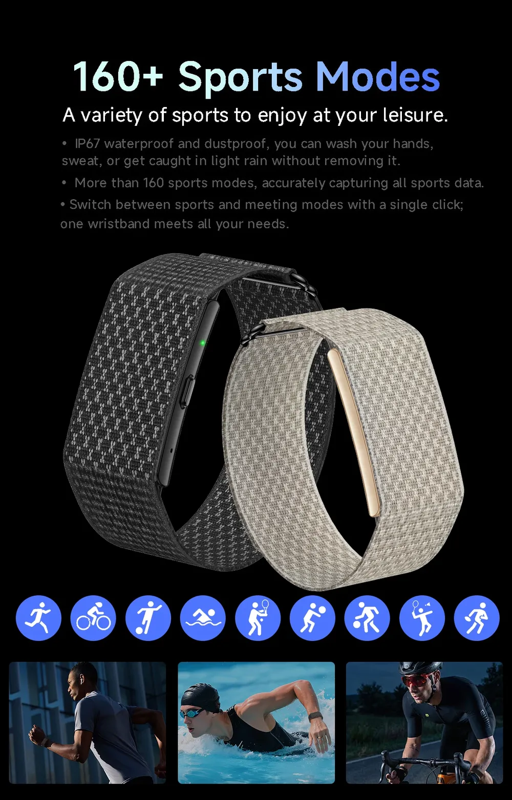 Bracelet connecté LIGE enregistreur audio IA