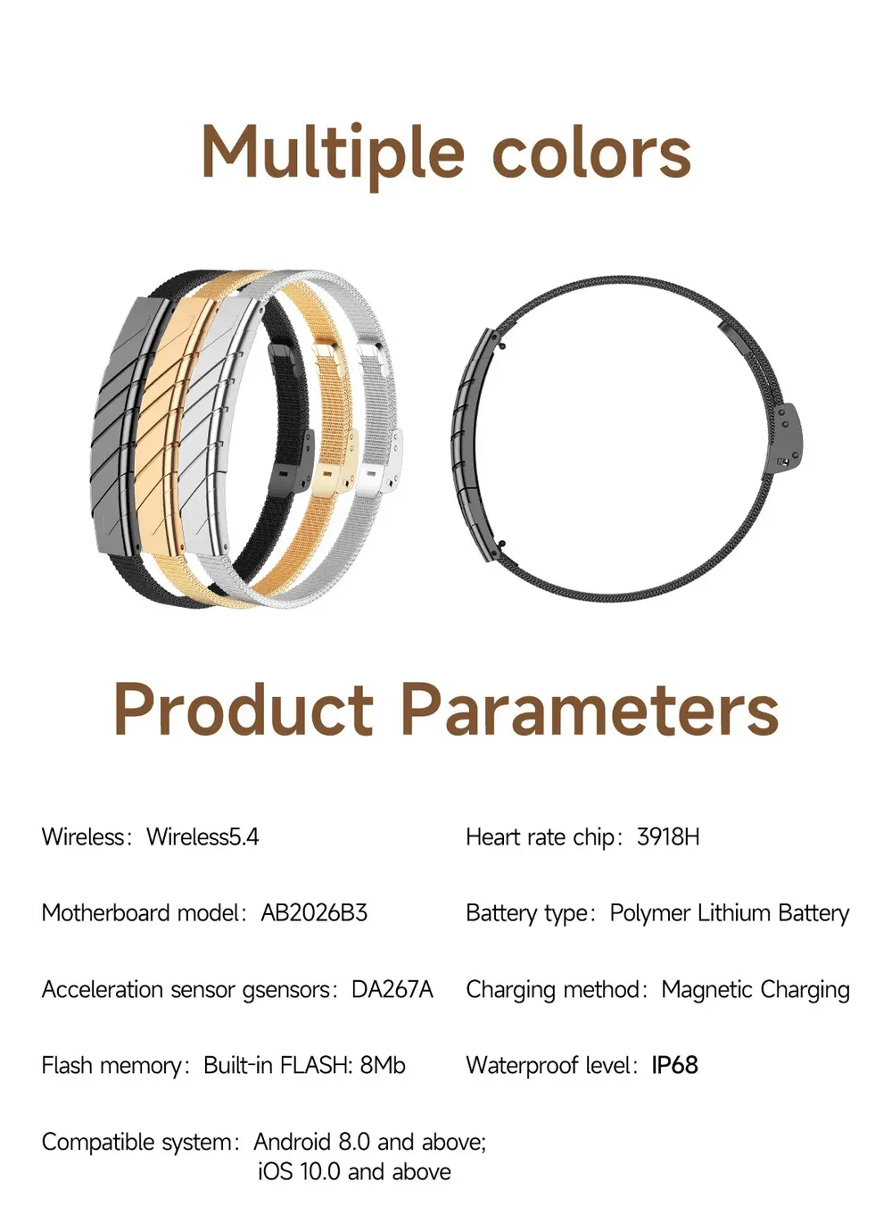 Bracelet connecté LIGE sans écran fréquence cardiaque