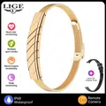 Bracelet connecté LIGE sans écran fréquence cardiaque – Couleur gold black