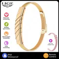 Bracelet connecté LIGE sans écran fréquence cardiaque – Couleur gold pink