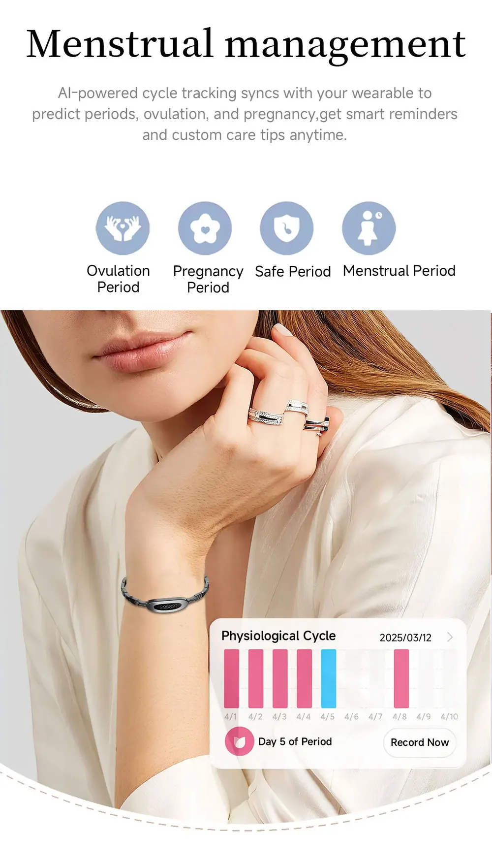 Bracelet connecté luxe suivi forme rappel appels