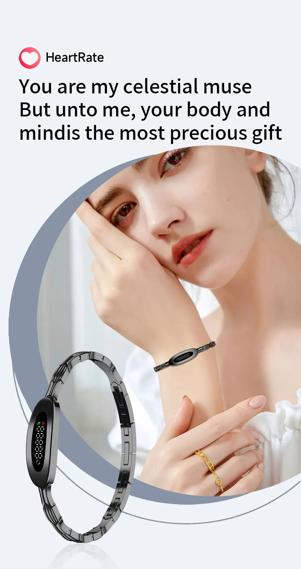 Bracelet connecté luxe suivi forme rappel appels