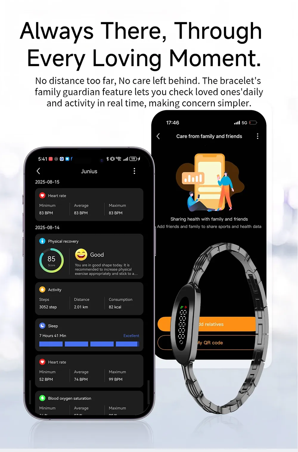 Bracelet connecté luxe suivi forme rappel appels