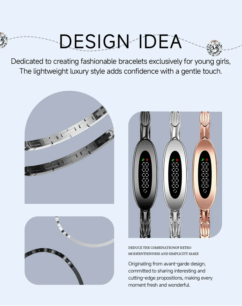 Bracelet connecté luxe suivi forme rappel appels