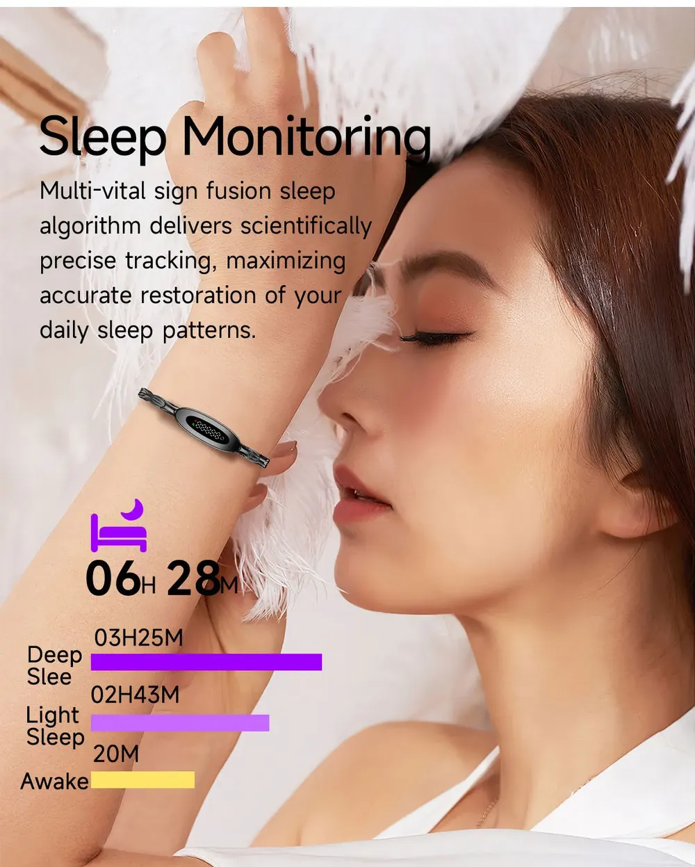 Bracelet connecté luxe suivi forme rappel appels