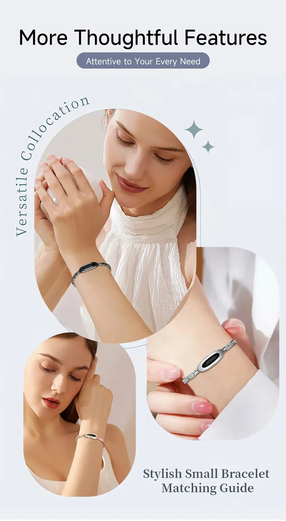 Bracelet connecté luxe suivi forme rappel appels