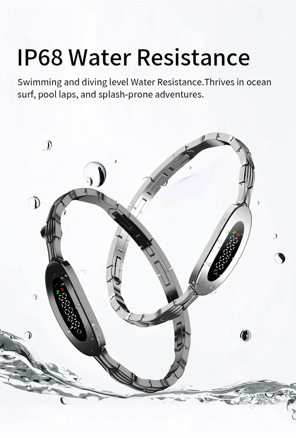Bracelet connecté luxe suivi forme rappel appels