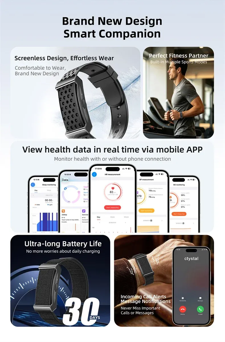 Bracelet connecté sans écran fréquence cardiaque
