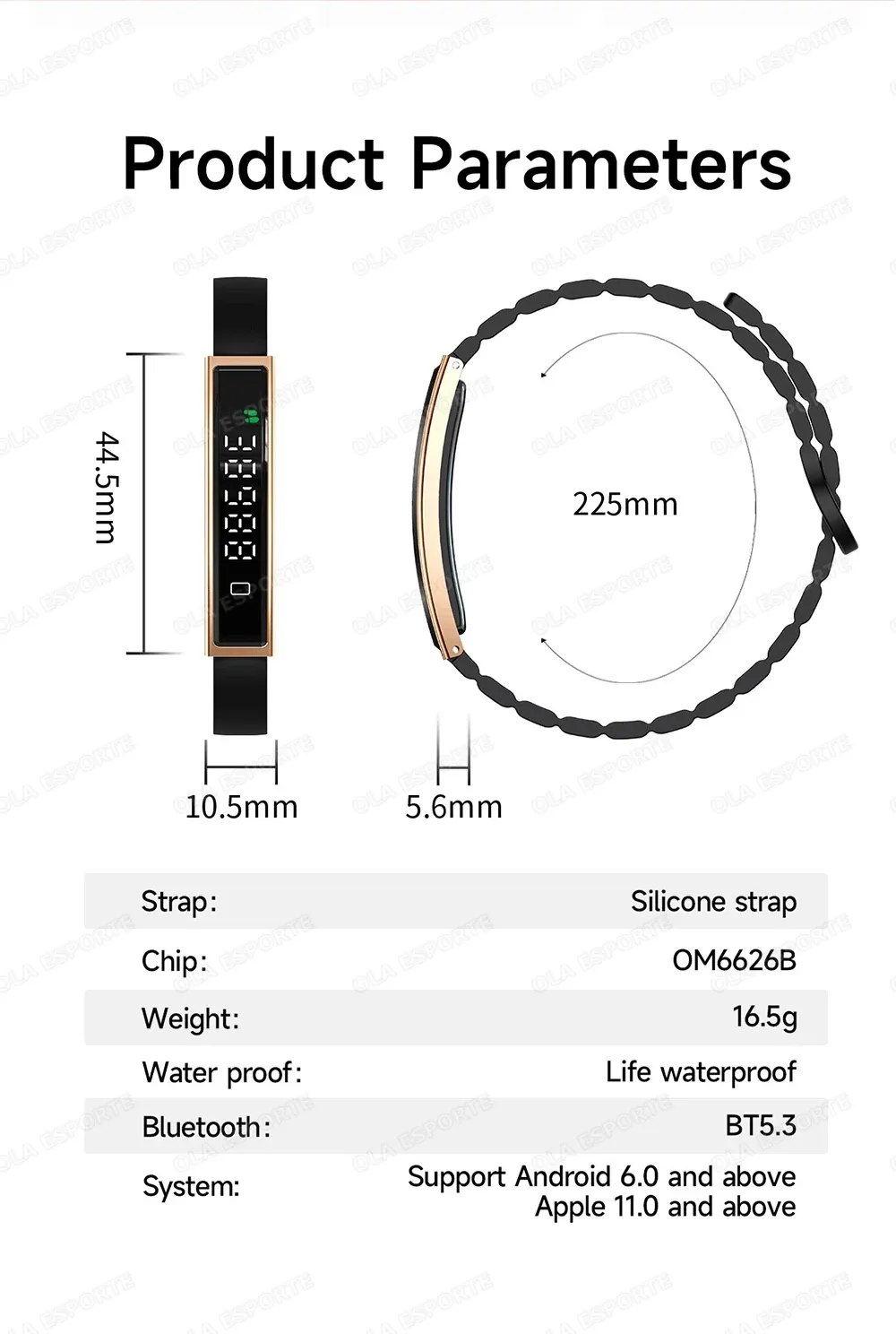 Bracelet connecté santé stress HRV podomètre