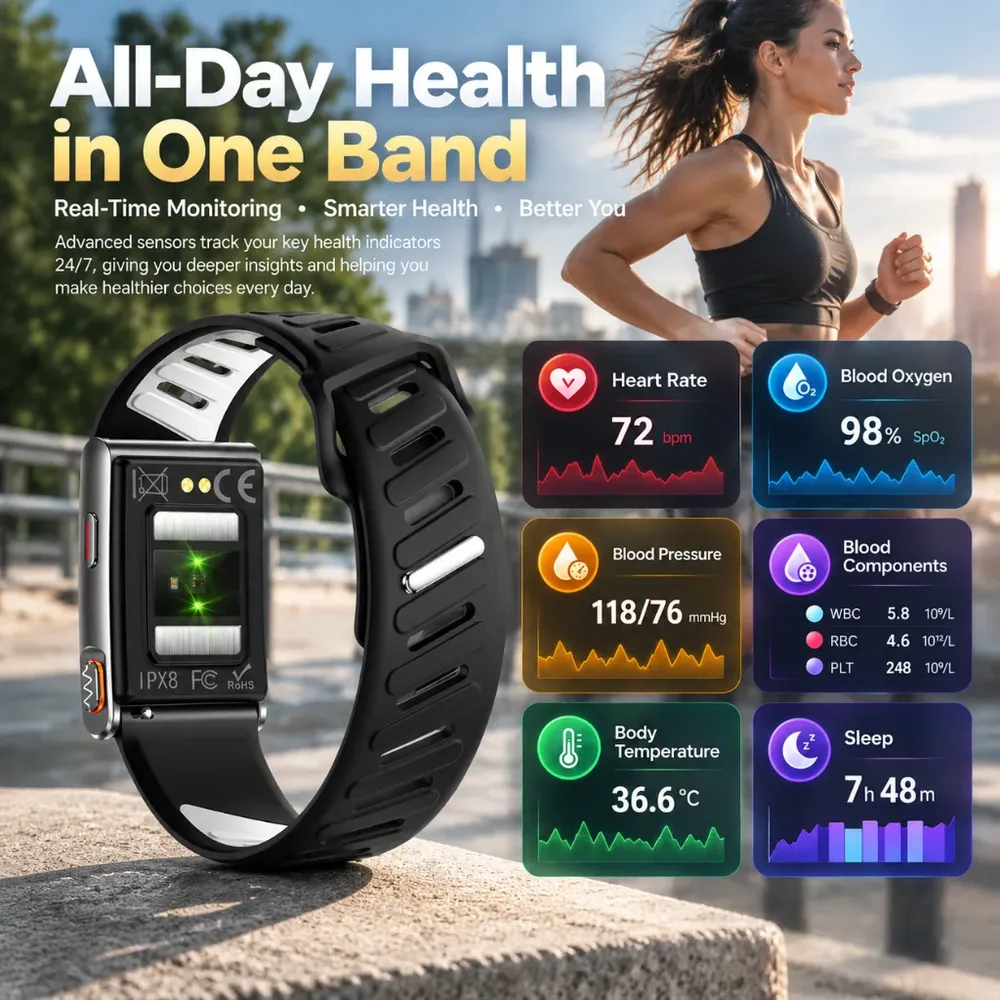 Bracelet connecté sport ECG PPG SpO2 tension