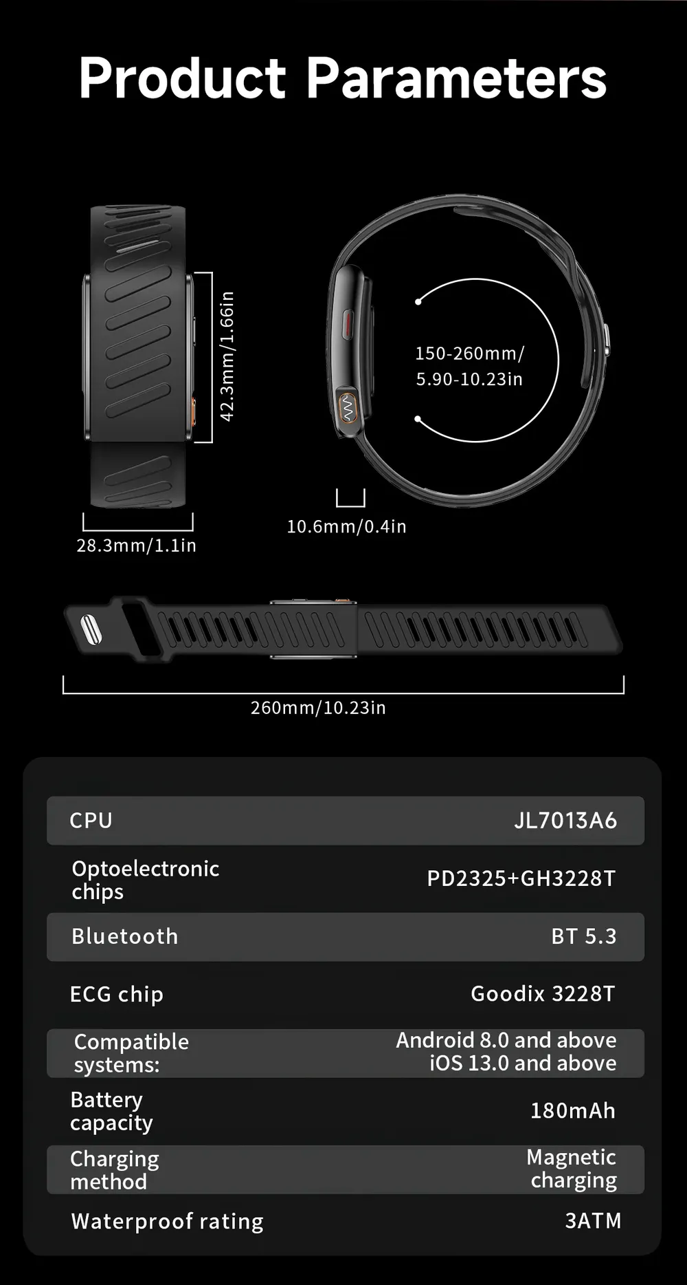Bracelet connecté sport ECG PPG SpO2 tension