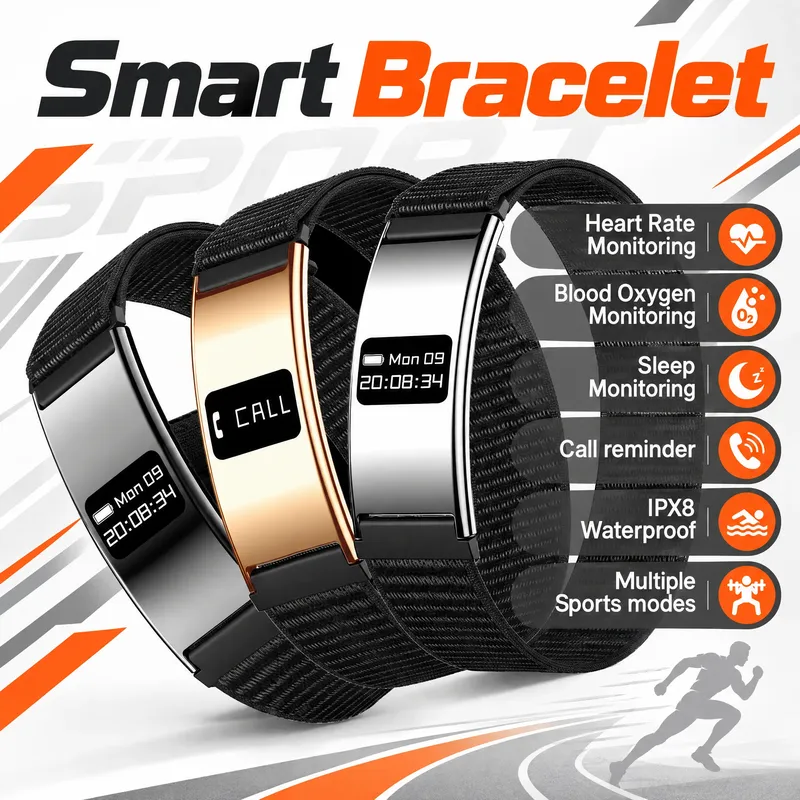 Bracelet connecté ultra-fin SpO2 rythme cardiaque