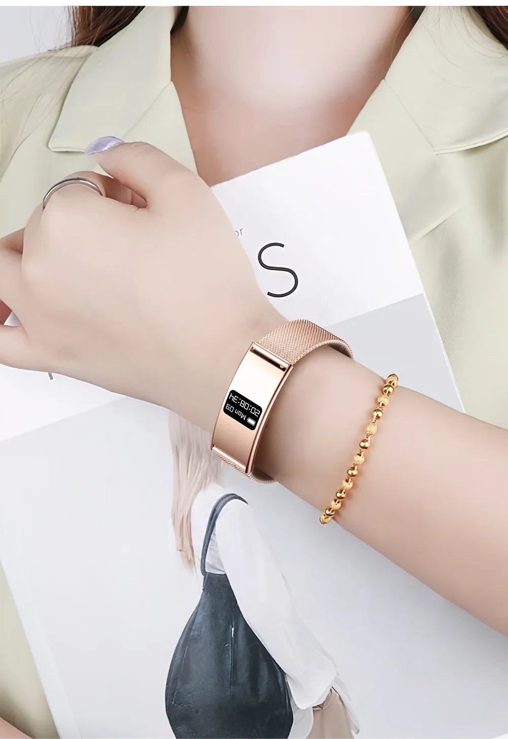 Bracelet connecté ultra-fin SpO2 rythme cardiaque