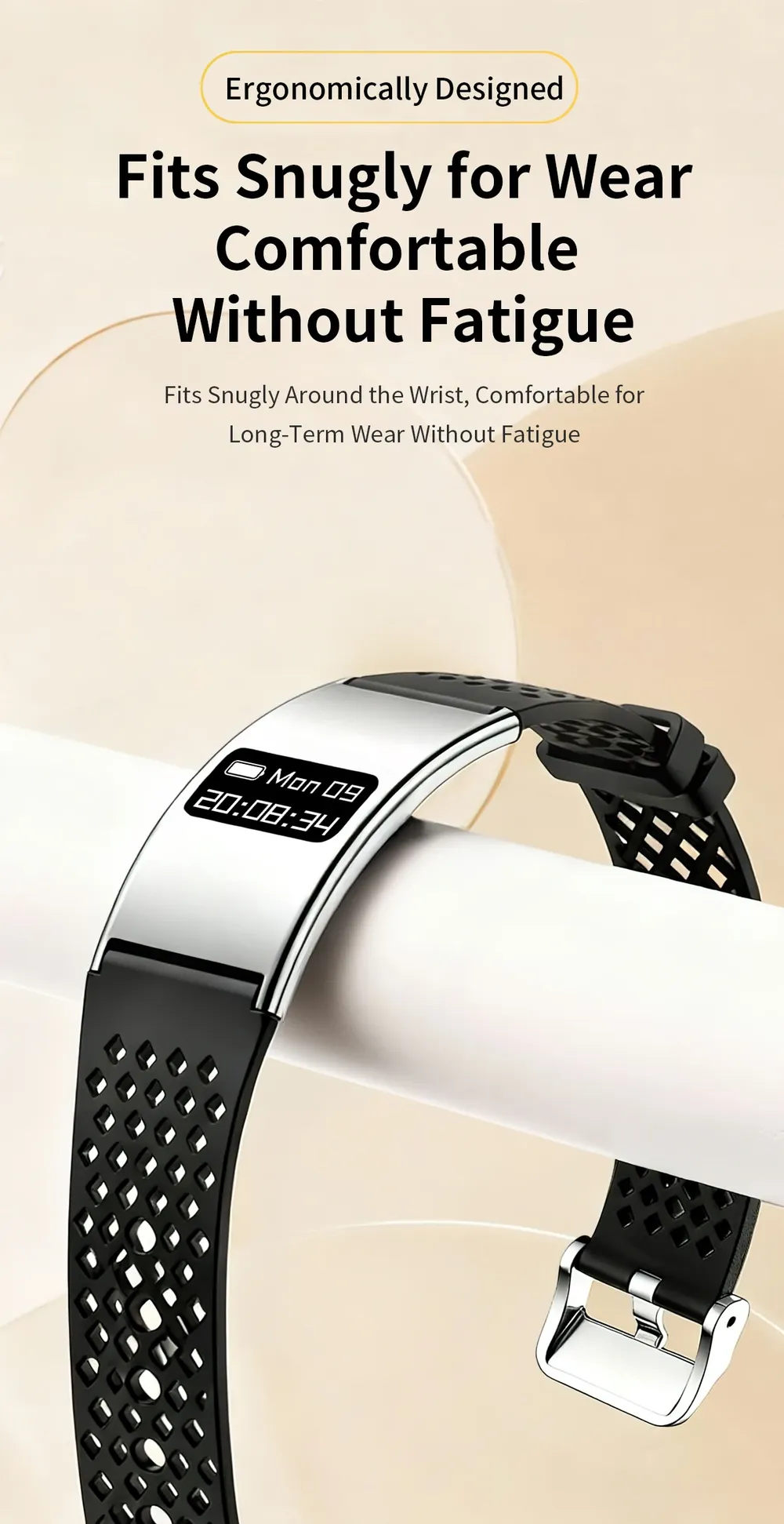 Bracelet connecté ultra-fin SpO2 rythme cardiaque