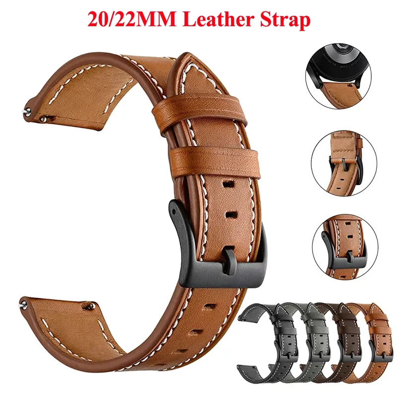 Bracelet cuir 20 à 22 mm pour Huawei Amazfit Samsung