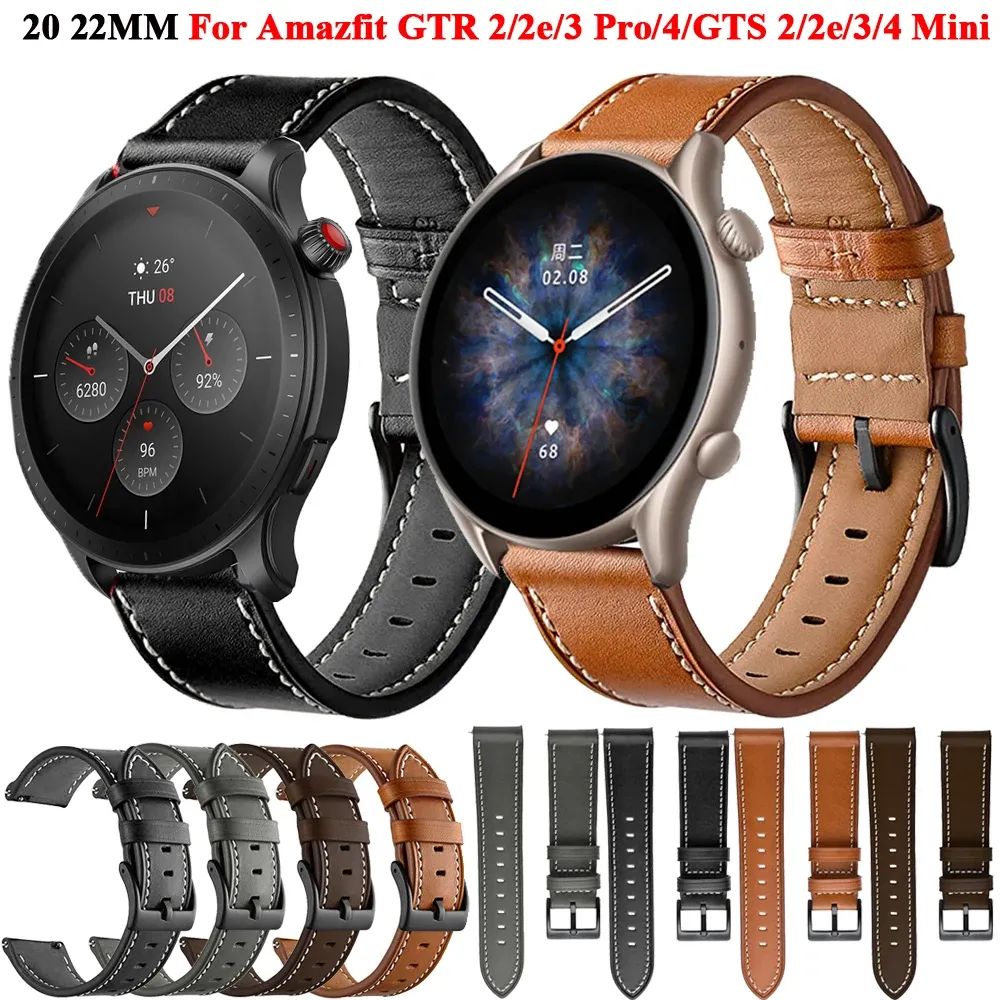 Bracelet cuir 20 à 22 mm pour Huawei Amazfit Samsung