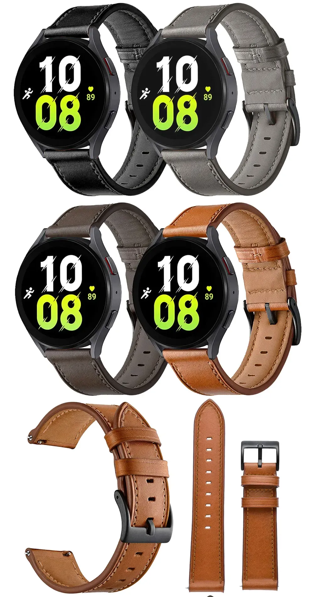 Bracelet cuir 20 à 22 mm pour Huawei Amazfit Samsung