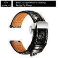 Bracelet cuir 20 à 22 mm pour Rolex Omega – Couleur du bracelet HD BlackW S