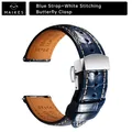Bracelet cuir 20 à 22 mm pour Rolex Omega – Couleur du bracelet HD BlueW S