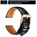 Bracelet cuir 20 à 22 mm pour Rolex Omega – Couleur du bracelet PB BlackB RG