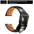 Bracelet cuir 20 à 22 mm pour Rolex Omega – Couleur du bracelet PB BlackW B