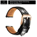 Bracelet cuir 20 à 22 mm pour Rolex Omega – Couleur du bracelet PB BlackW RG