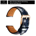Bracelet cuir 20 à 22 mm pour Rolex Omega – Couleur du bracelet PB BlueW RG