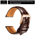 Bracelet cuir 20 à 22 mm pour Rolex Omega – Couleur du bracelet PB DarkBrownB RG
