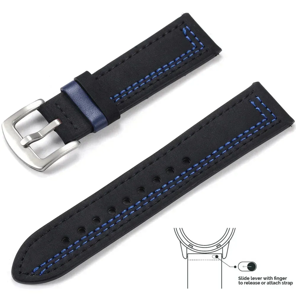 Bracelet cuir 20 à 22 mm pour Samsung et Huawei