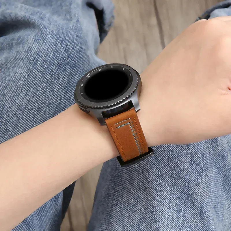 Bracelet cuir 20 à 22 mm pour Samsung et Huawei