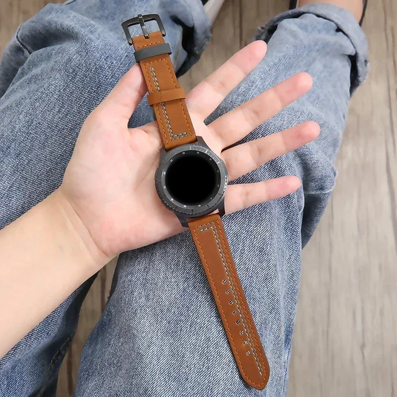 Bracelet cuir 20 à 22 mm pour Samsung et Huawei