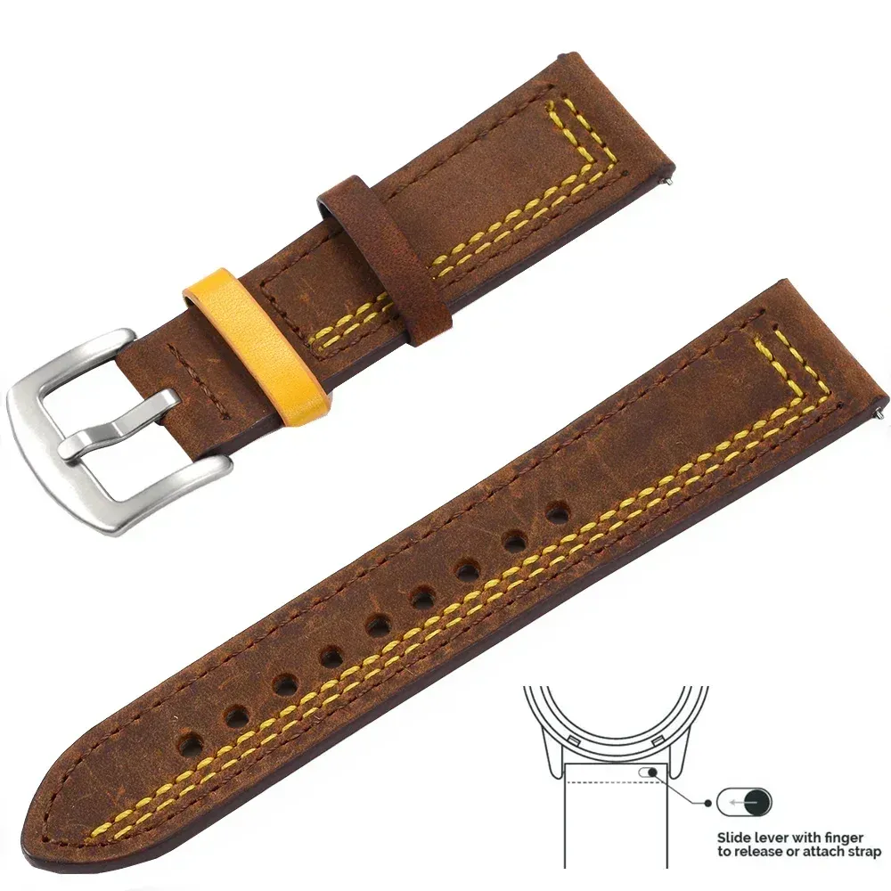 Bracelet cuir 20 à 22 mm pour Samsung et Huawei
