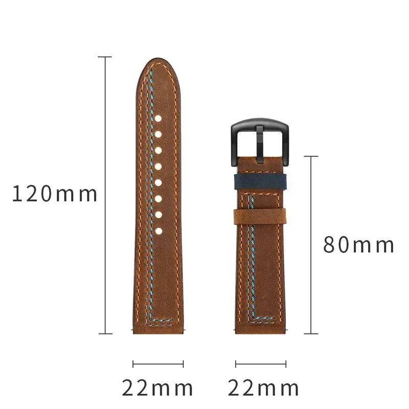 Bracelet cuir 20 à 22 mm pour Samsung et Huawei