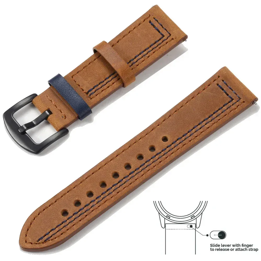 Bracelet cuir 20 à 22 mm pour Samsung et Huawei