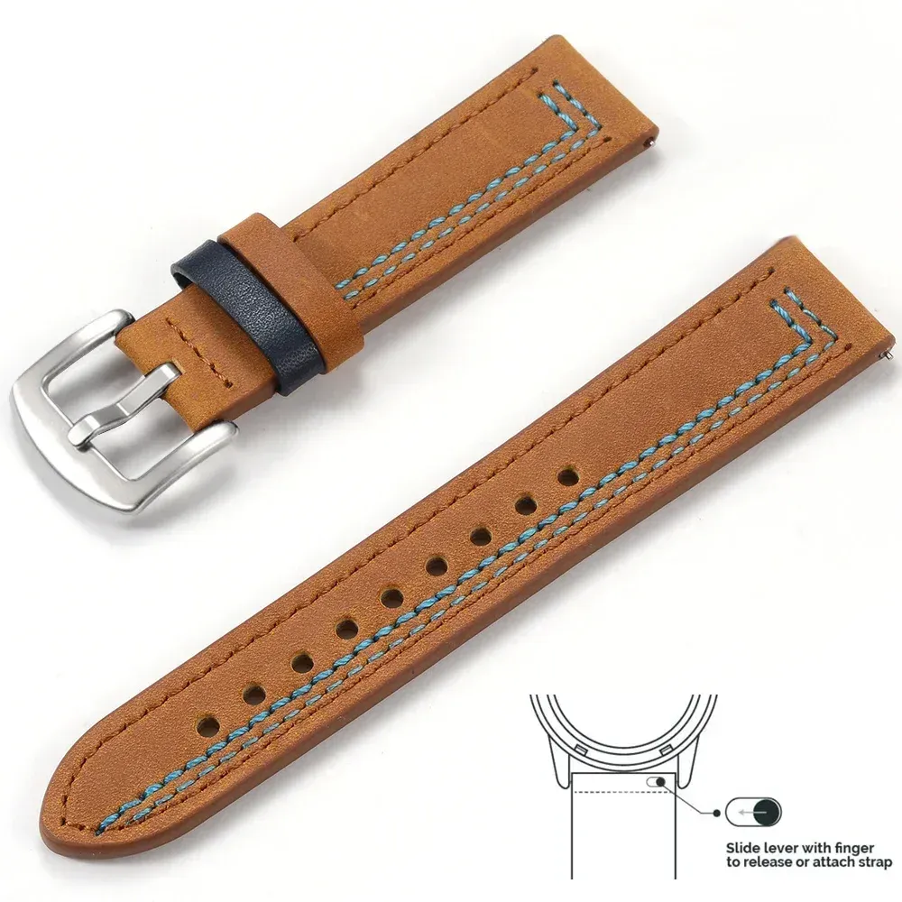 Bracelet cuir 20 à 22 mm pour Samsung et Huawei