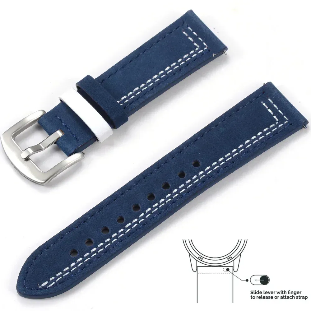 Bracelet cuir 20 à 22 mm pour Samsung et Huawei
