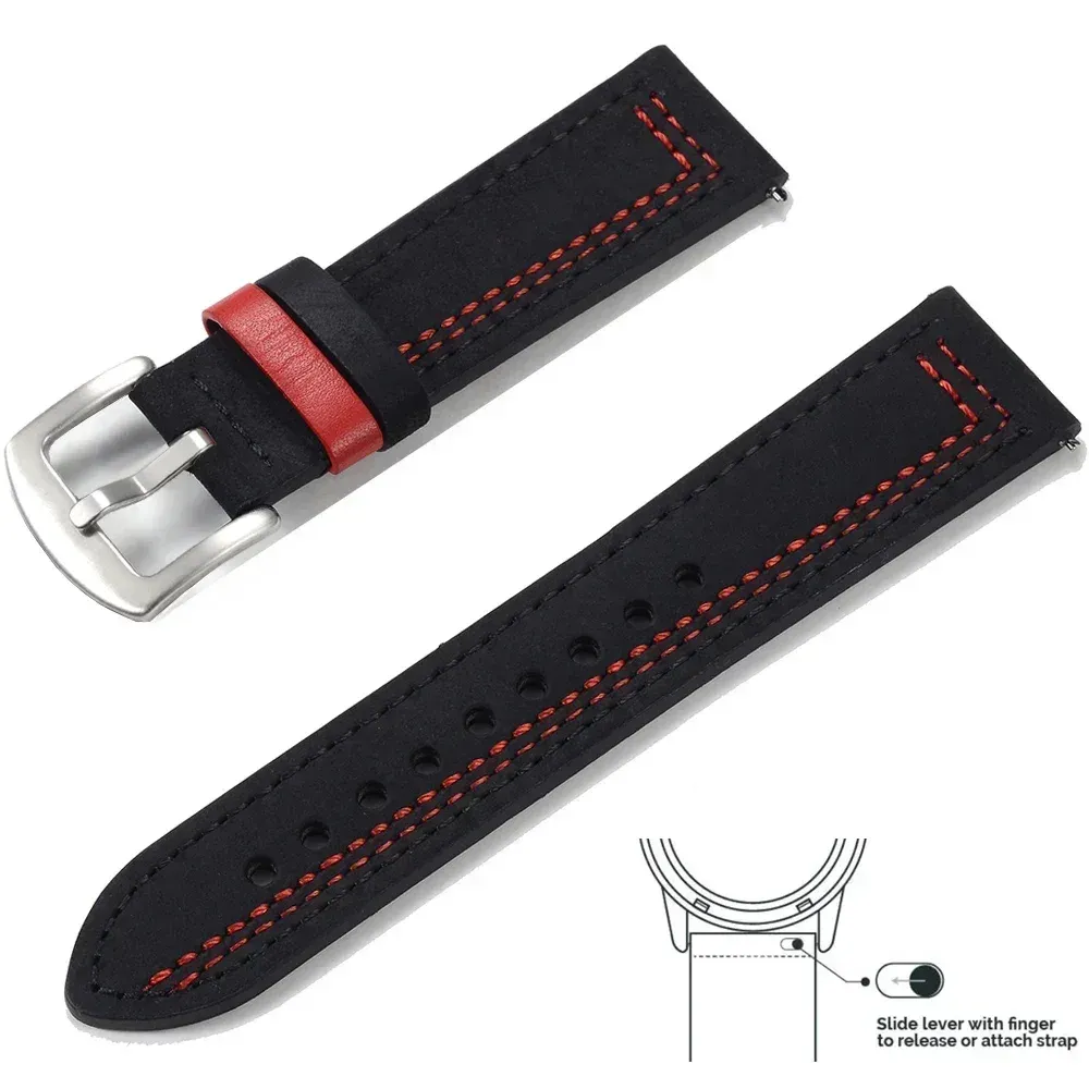 Bracelet cuir 20 à 22 mm pour Samsung et Huawei