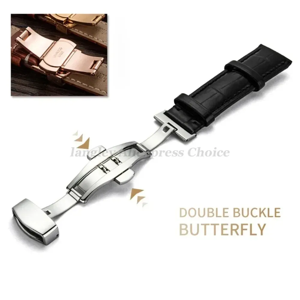 Bracelet cuir avec boîte 12 à 24 mm fermoir papillon