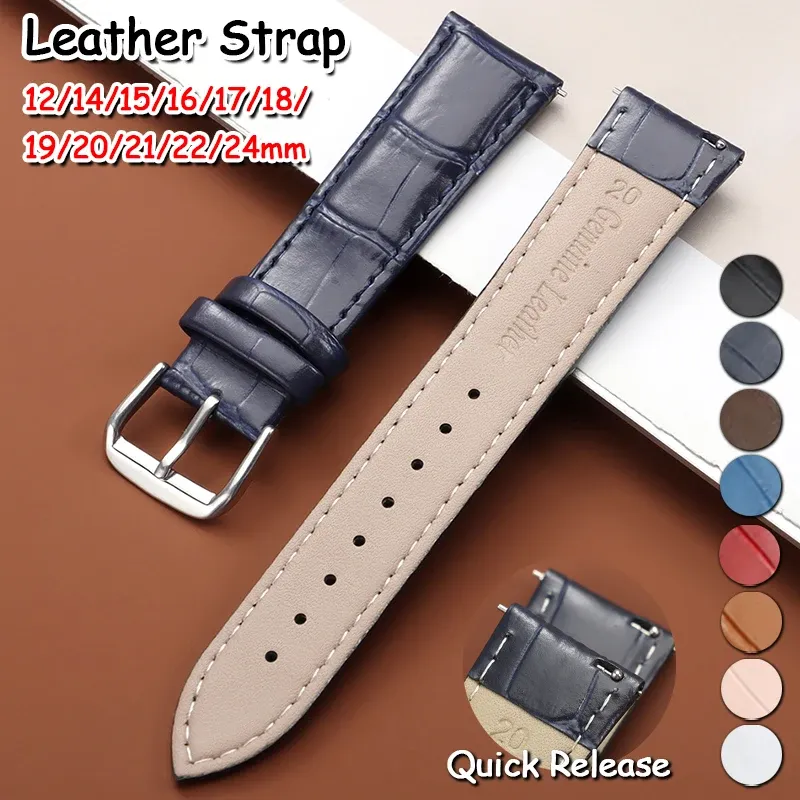 Bracelet cuir bambou 12 à 24 mm fixation rapide